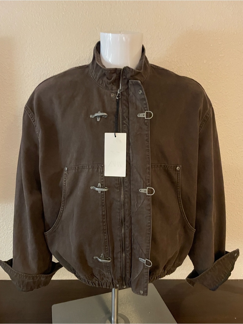 Zara Dark Brown Snap-&-Toggle Lightweight Jacket